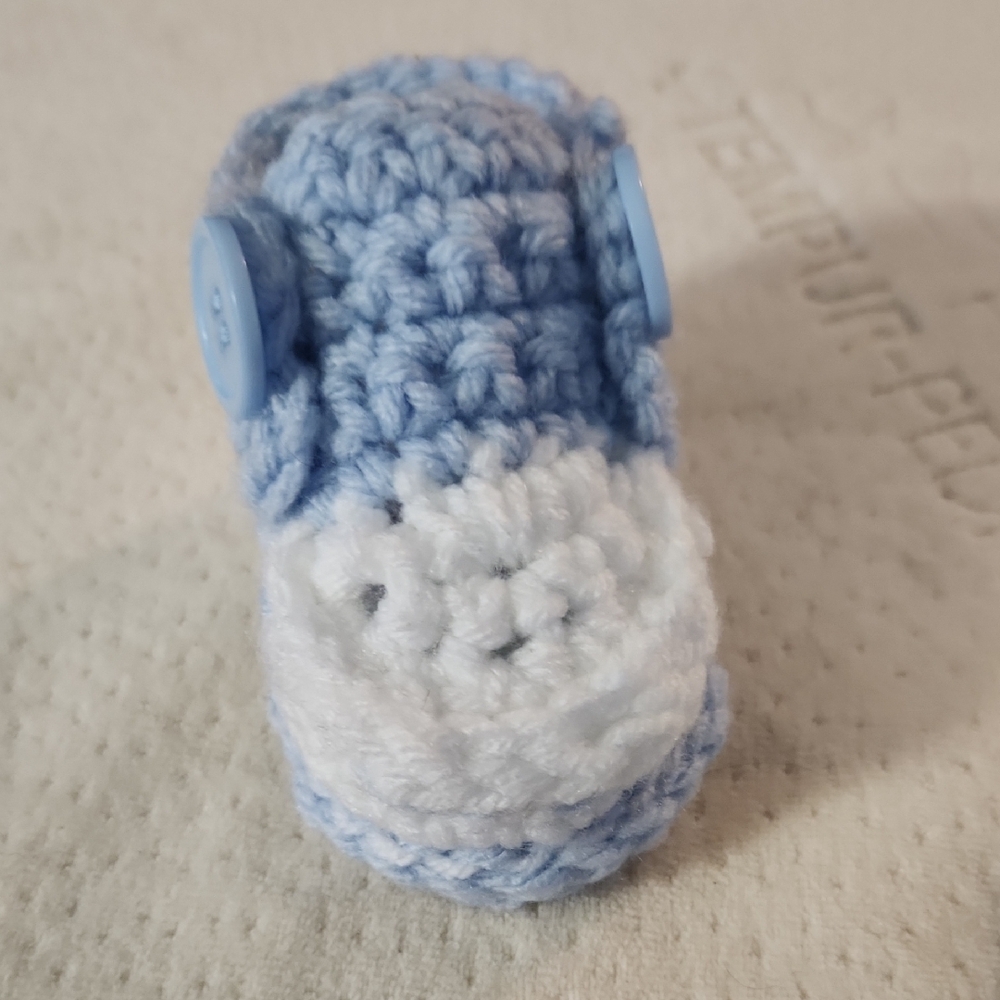 Handmade Blue and White Baby Booties